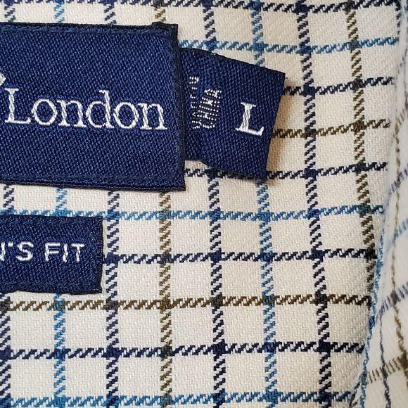 T Harris London Men's Long Sleeve Shirt Size L Large Gentleman's Fit Check Cream - Picture 8 of 10